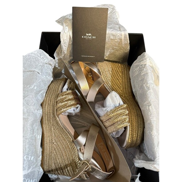 New Authentic Coach Isabela Leather Wedge Sandals Size 9 - Picture 5 of 16